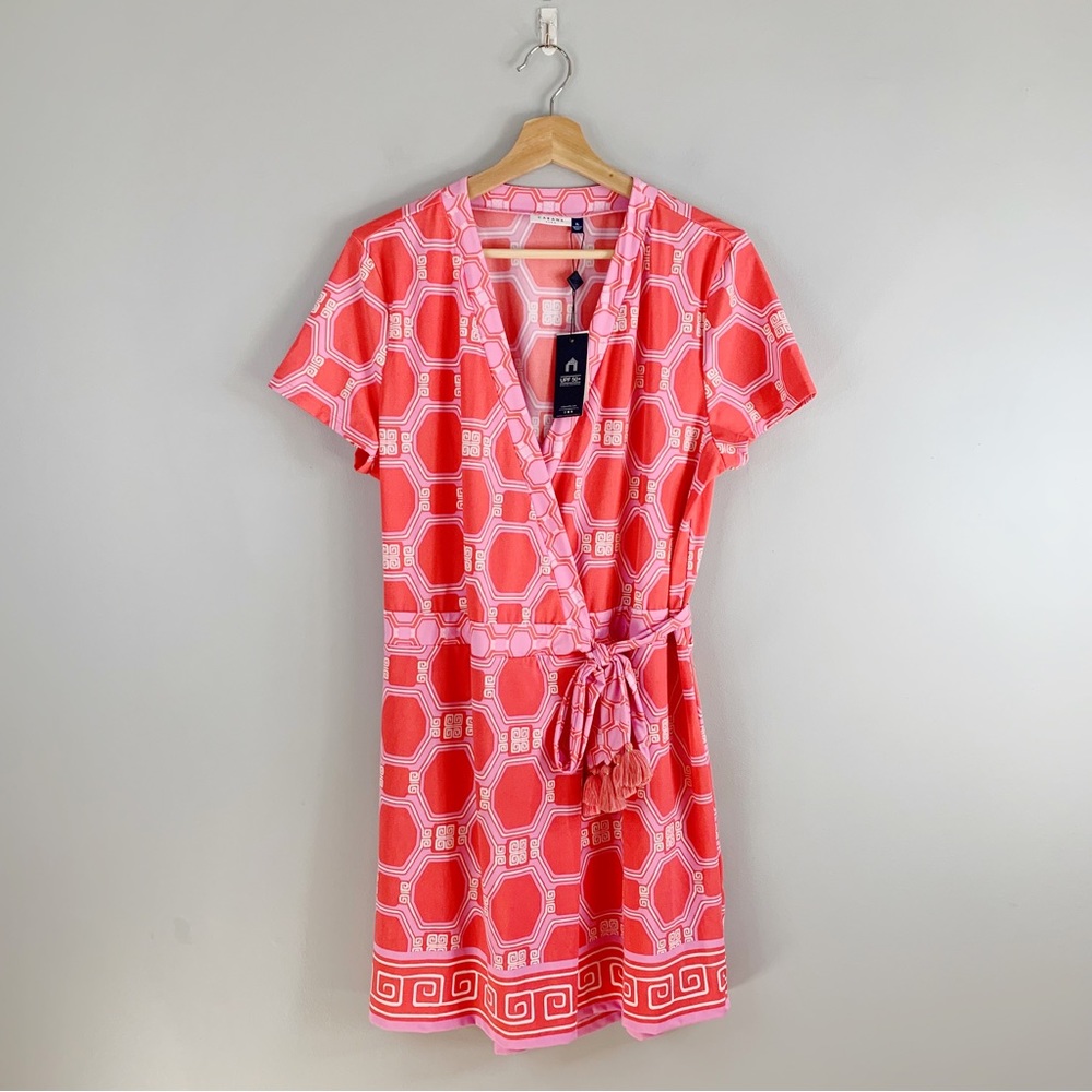 Cabana Life Pink & Coral Geometric Wrap Romper